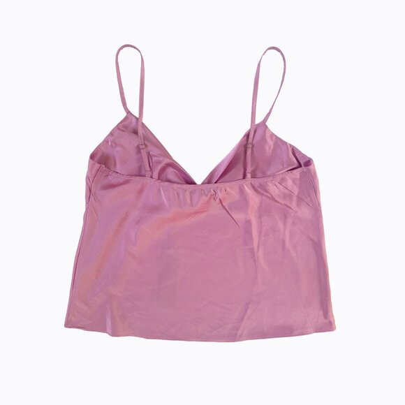 Know One Cares Twist Front Babydoll Camisole SzL Blush Pink Satin Barbiecore Y2K - Picture 4 of 7
